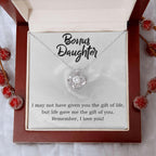 Gift for Bonus Daughter - Gift of Life - Love Knot Necklace Message Card Gift Box