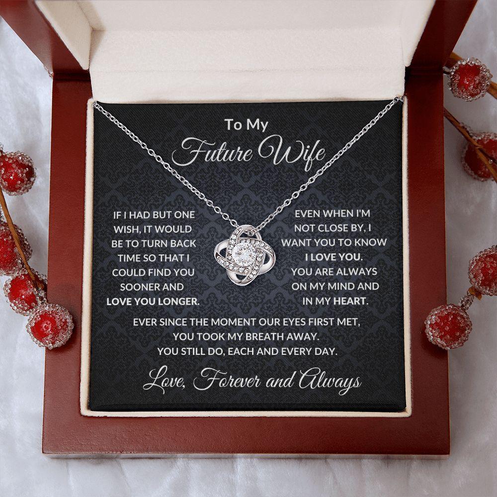 To My Future Wife - Always On My Mind - Love Knot Necklace with Message Card Gift Box - Mallard Moon Gift Shop