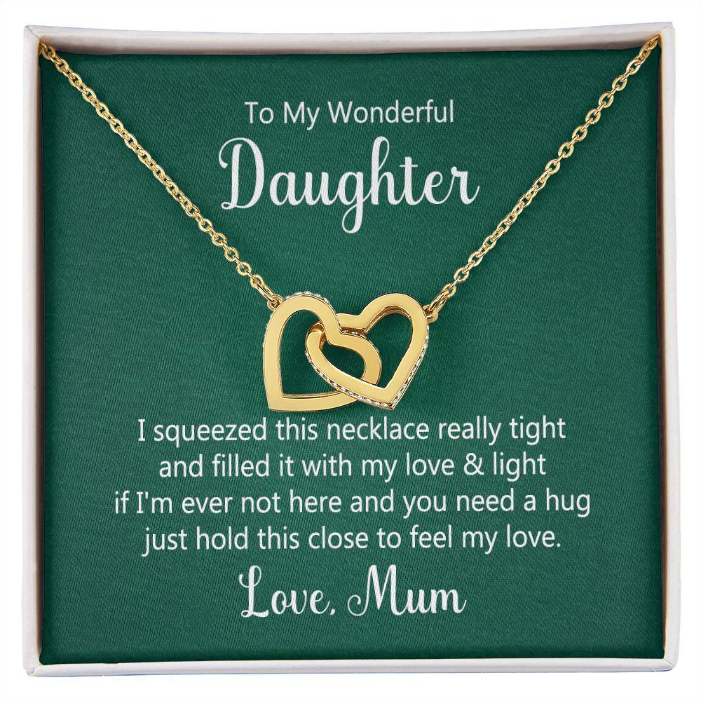 To My Wonderful Daughter Interlocking Hearts Necklace - Mallard Moon Gift Shop
