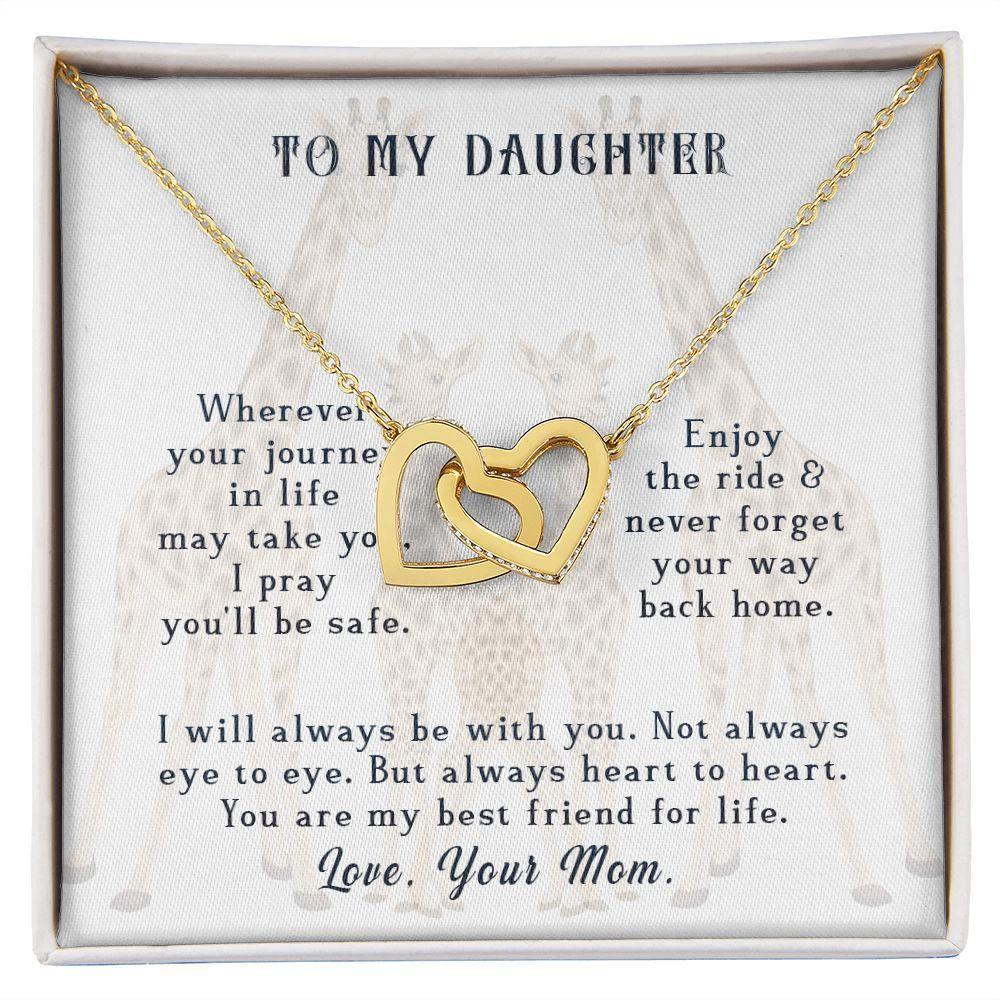 To My Daughter Your Journey in Life Interlocking Hearts Necklace