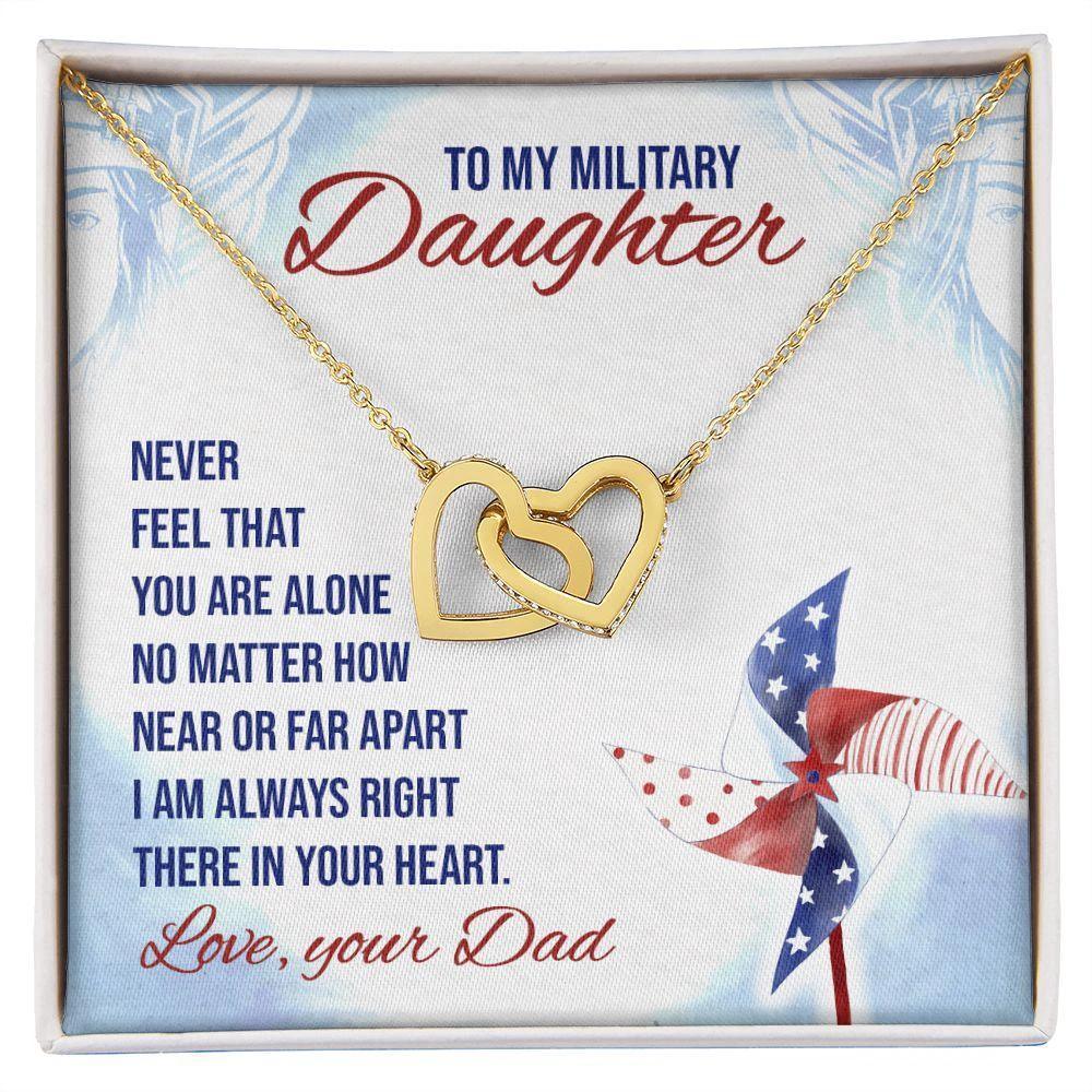 To My Military Daughter Interlocking Hearts Necklace