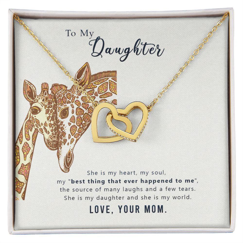 To My Daughter Heart and Soul Interlocking Hearts Necklace