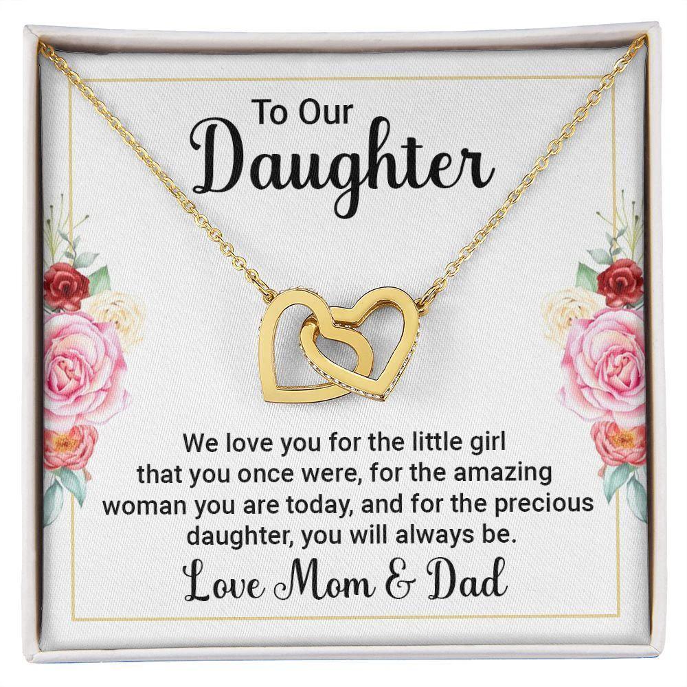 To Our Daughter, We Love You Interlocking Hearts Necklace