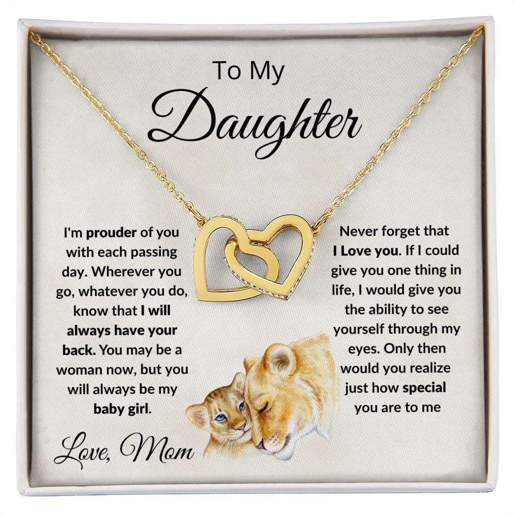 To My Daughter Love Mom Interlocking Hearts Necklace