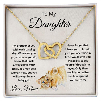To My Daughter Love Mom Interlocking Hearts Necklace - Mallard Moon Gift Shop