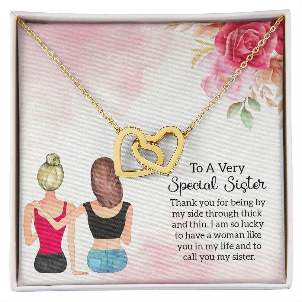 To a Special Sister Interlocking Hearts Necklace
