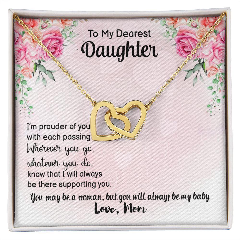 Dearest Daughter - I Will Always Be There - Interlocking Hearts Necklace