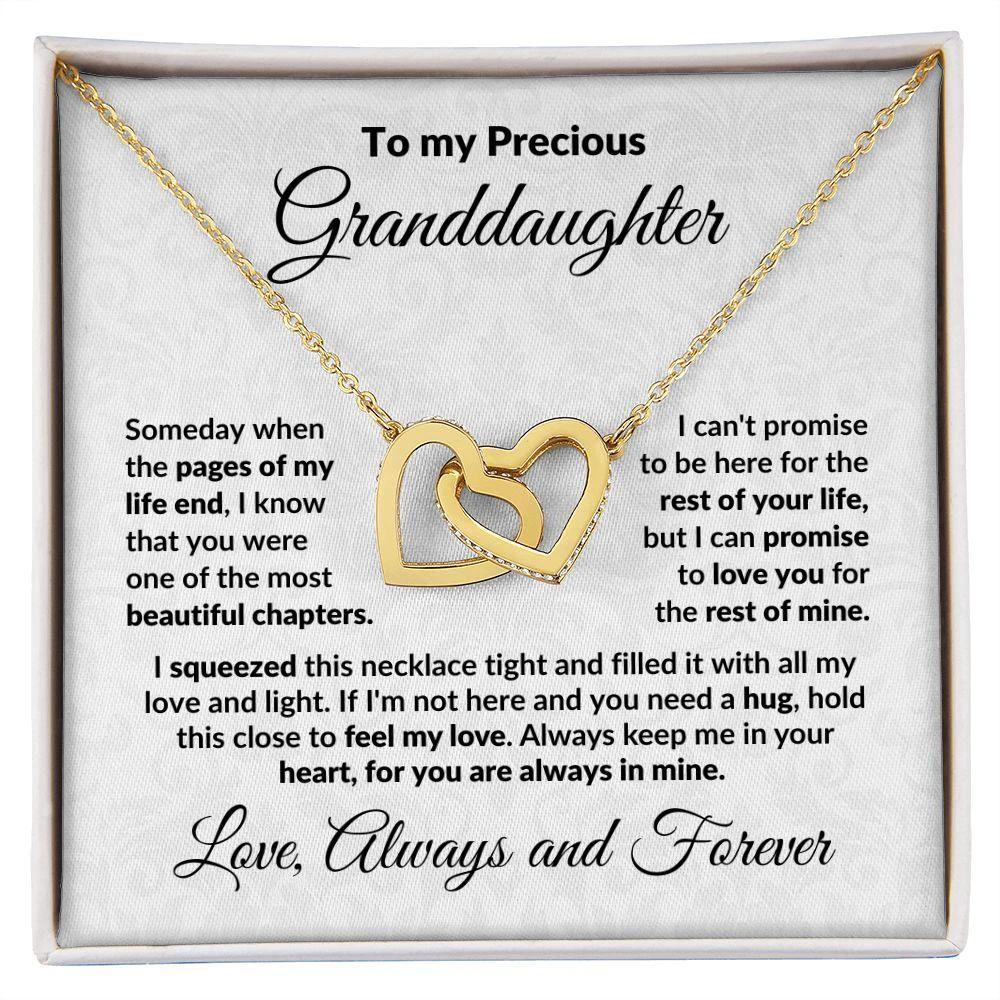 To My Precious Granddaughter Interlocking Heart Necklace with Message Card and Gift Box