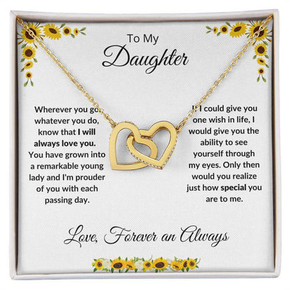 Daughter -Love Always - Interlocking Hearts Necklace - Mallard Moon Gift Shop