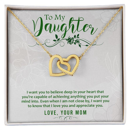 To My Daughter-I Want You to Believe Interlocking Hearts Necklace - Mallard Moon Gift Shop