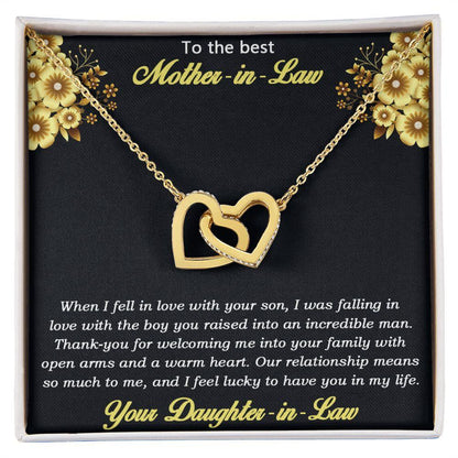 Gift for Mother-in-Law from Daughter-in-Law Gold and Silver Interlocking Heart Pendant Necklace - Mallard Moon Gift Shop