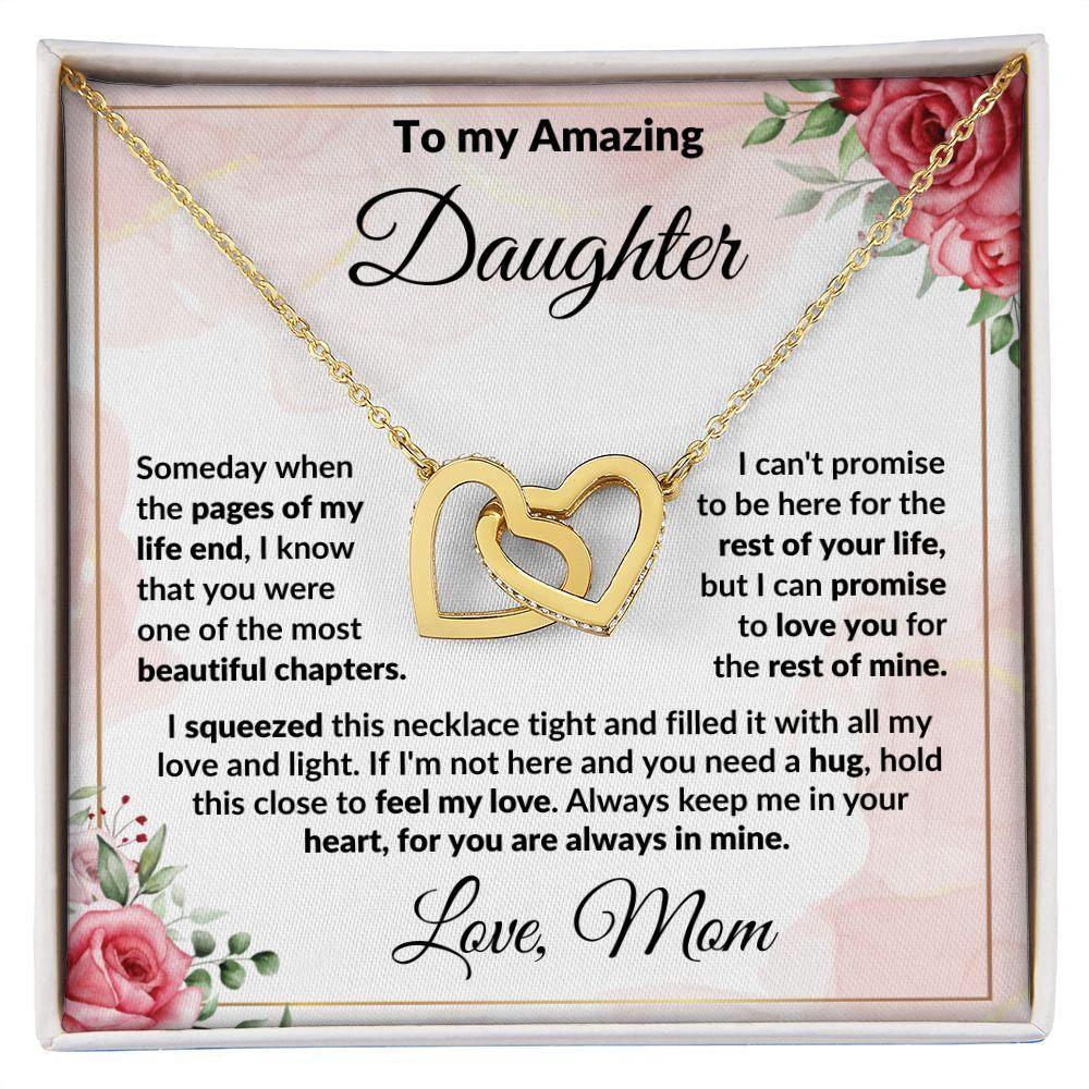 To My Amazing Daughter - I Promise to Love You - Interlocking Hearts Necklace
