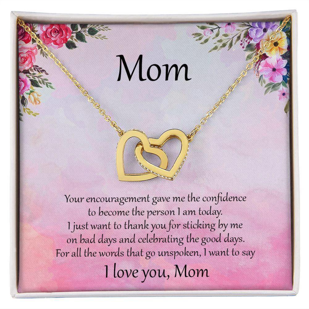 Gift for Mom - Unspoken Words - Interlocking Hearts Necklace Message Card Gift Box