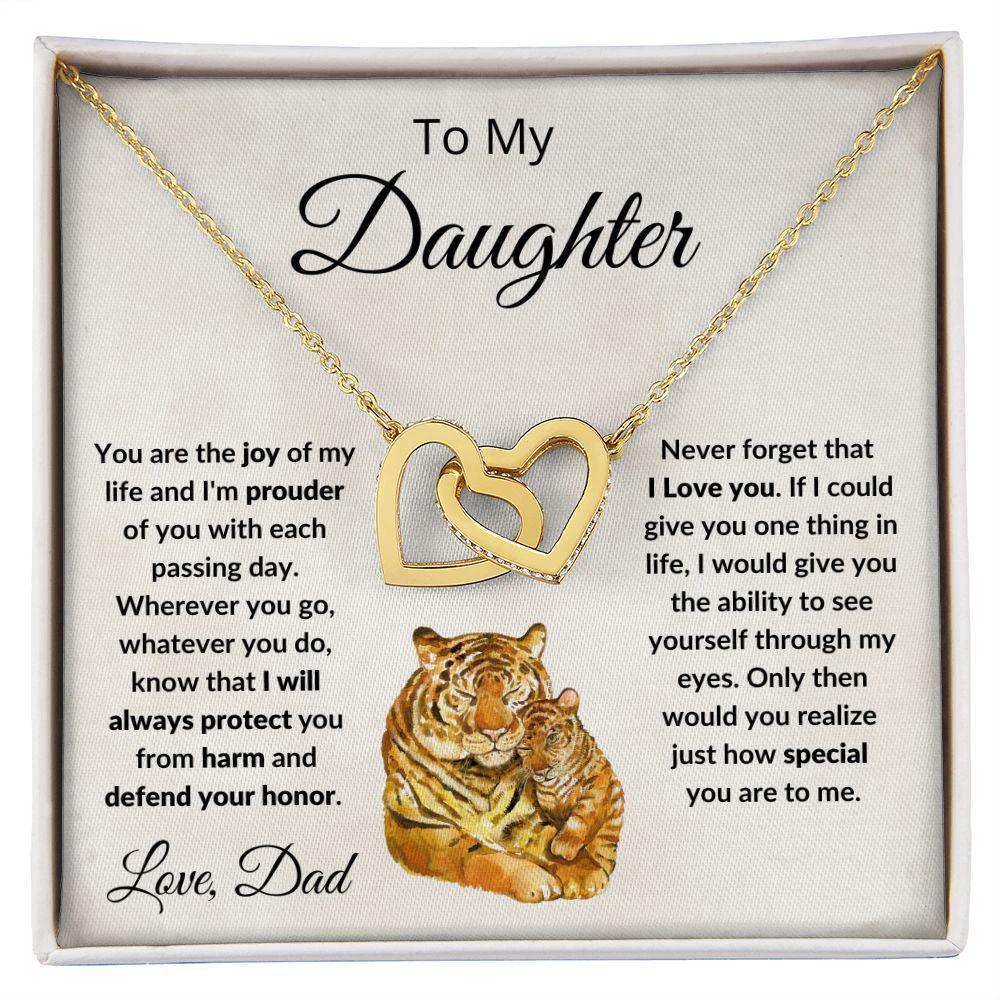 To My Daughter Joy of My Life Love Dad Interlocking Hearts Necklace