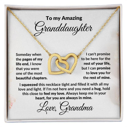 To My Granddaughter Interlocking Hearts Pendant Necklace with Personalized Message Card - Mallard Moon Gift Shop