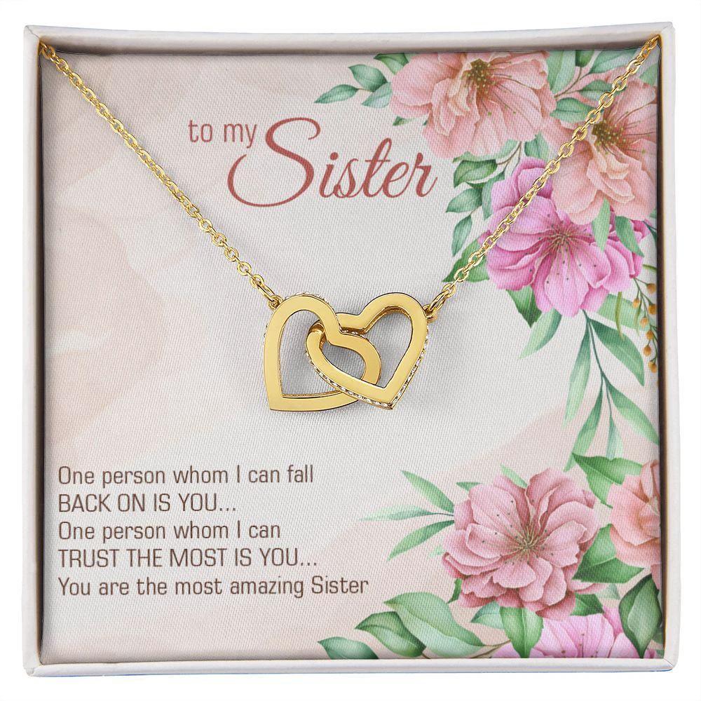 Gift for My Amazing Sister Interlocking Hearts Necklace