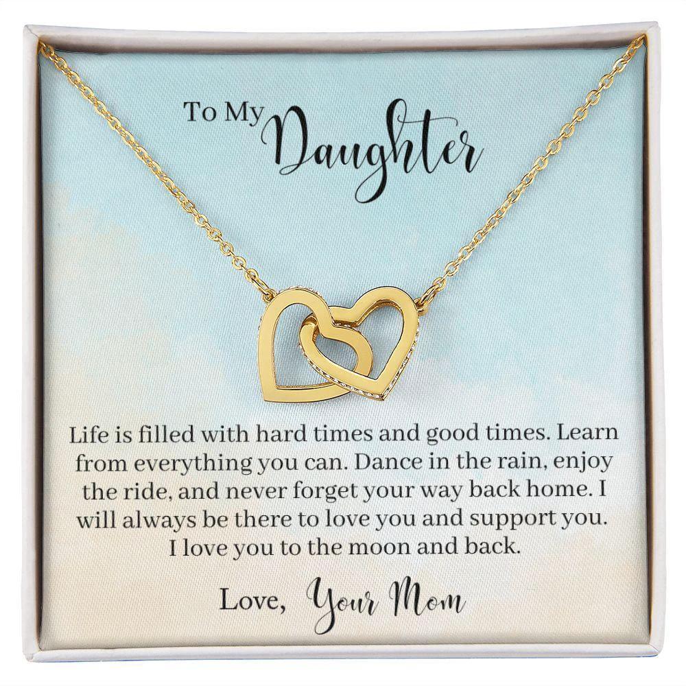 To My Daughter - Learn From Everything Interlocking Hearts Necklace