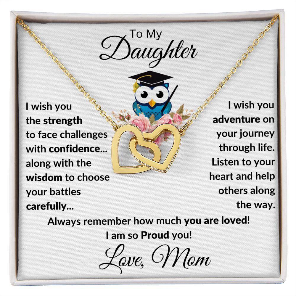 Daughter Graduation Gift Love Proud Mom Interlocking Hearts Necklace