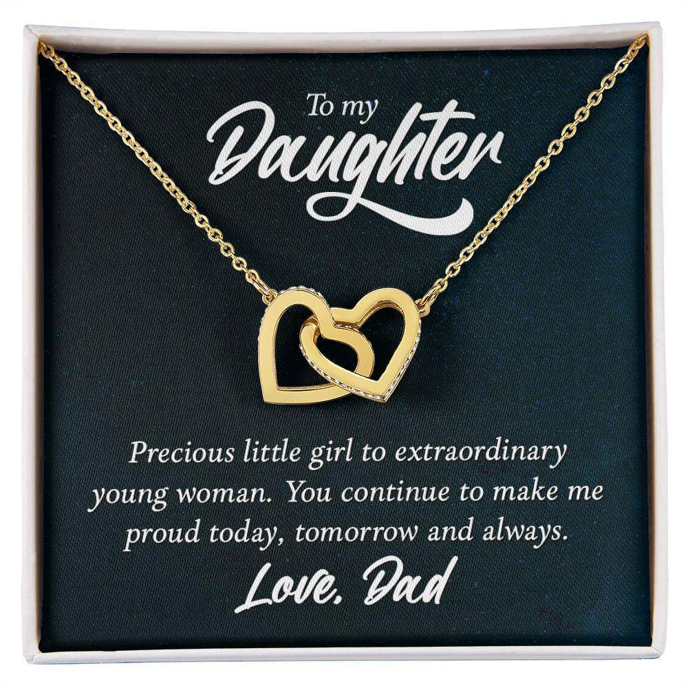 To My Daughter Gift From Dad - You Make Me Proud - Interlocking Hearts Necklace
