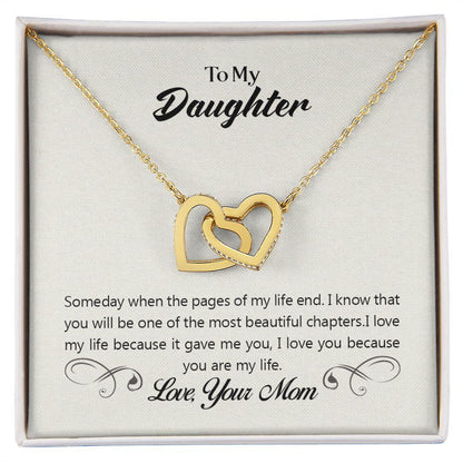 To My Daughter Pages of Life Interlocking Hearts Necklace - Mallard Moon Gift Shop