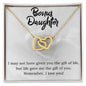 Gift for Bonus Daughter - Gift of Life - Interlocking Hearts Necklace Message Card Gift Box - Mallard Moon Gift Shop