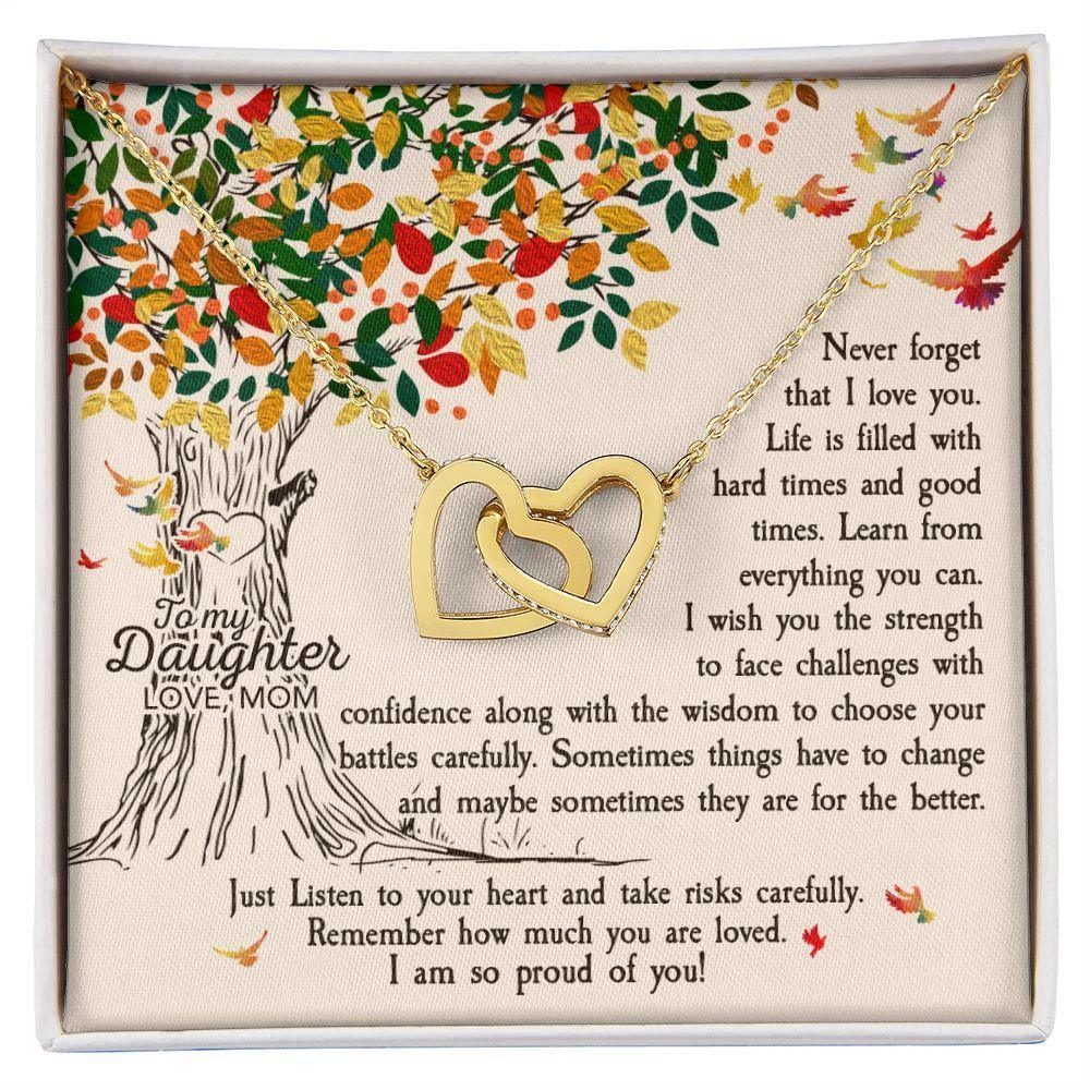 To My Daughter Never Forget That I Love You Interlocking Hearts Necklace