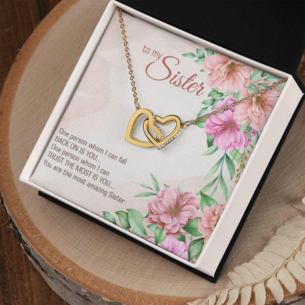 Gift for My Amazing Sister Interlocking Hearts Necklace