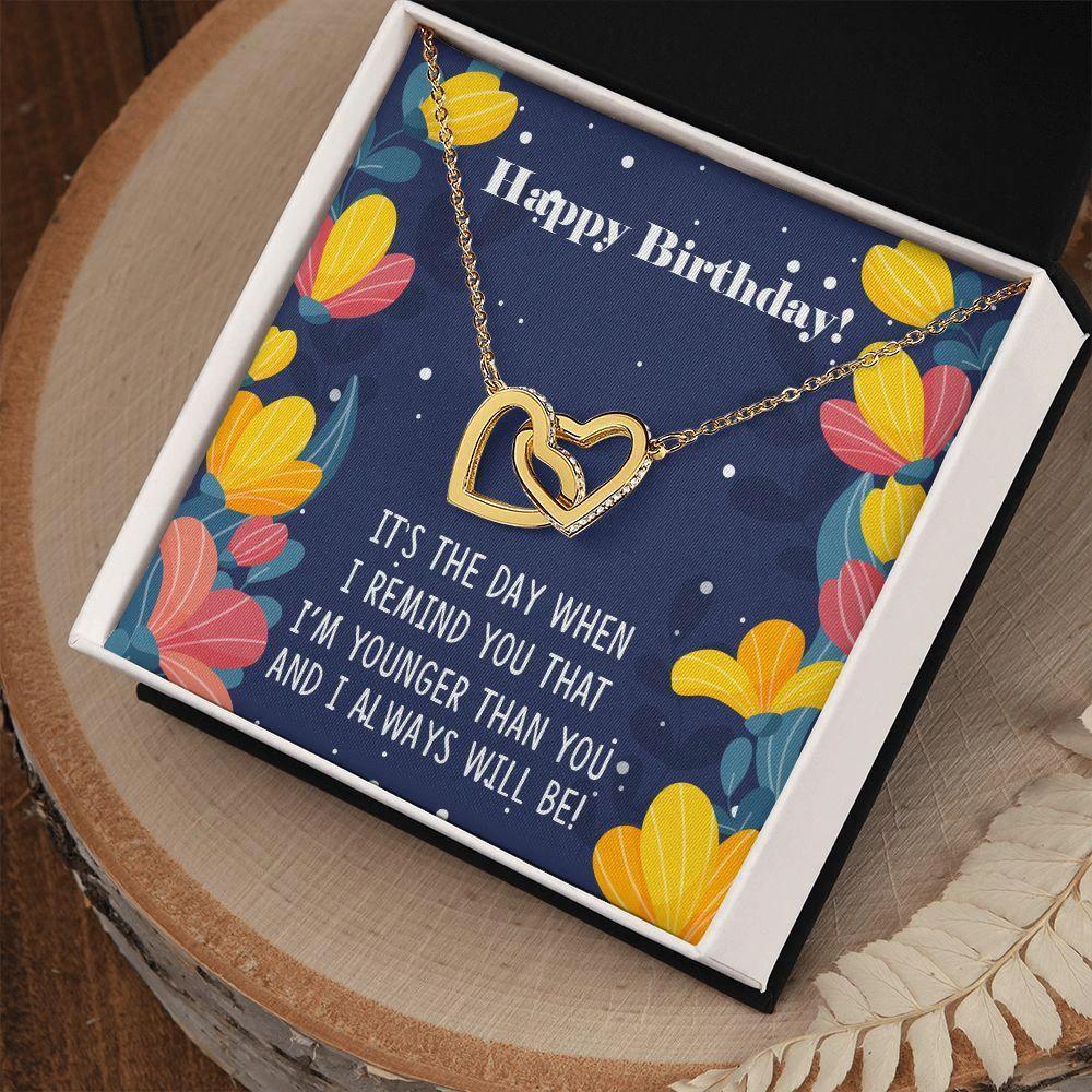 Siblings Birthday Interlocking Hearts Necklace