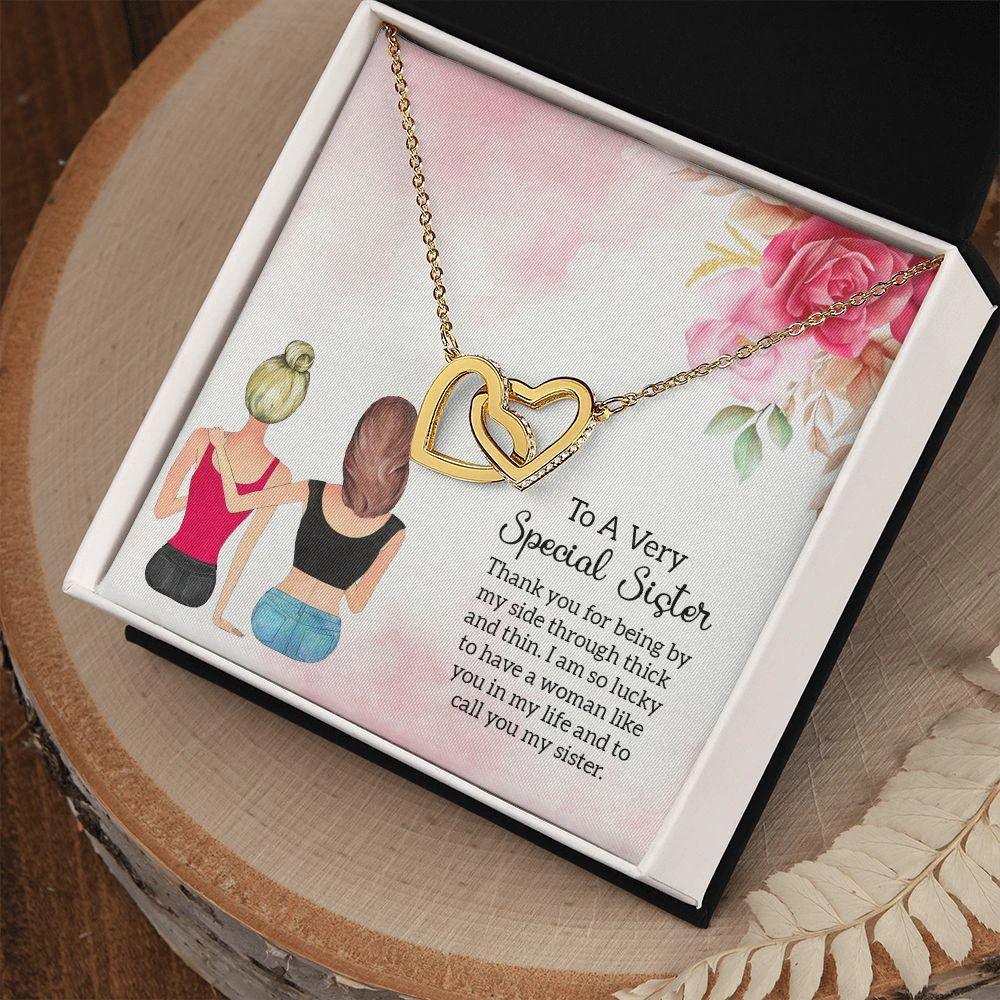 To a Special Sister Interlocking Hearts Necklace