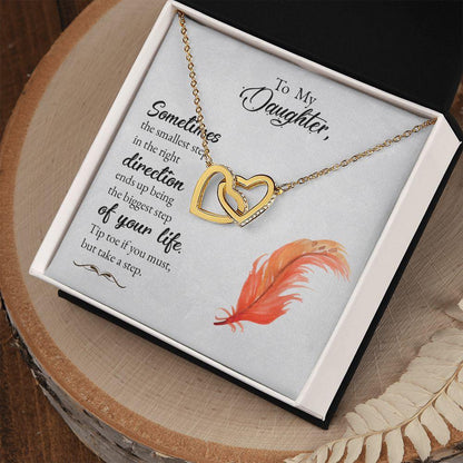 To My Daughter-Sometimes the Smallest Step Interlocking Hearts Necklace - Mallard Moon Gift Shop
