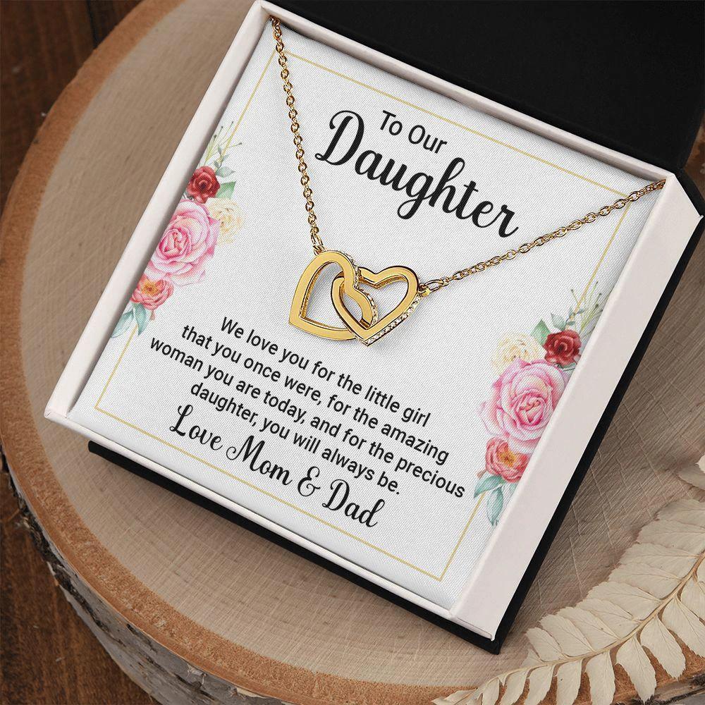 To Our Daughter, We Love You Interlocking Hearts Necklace