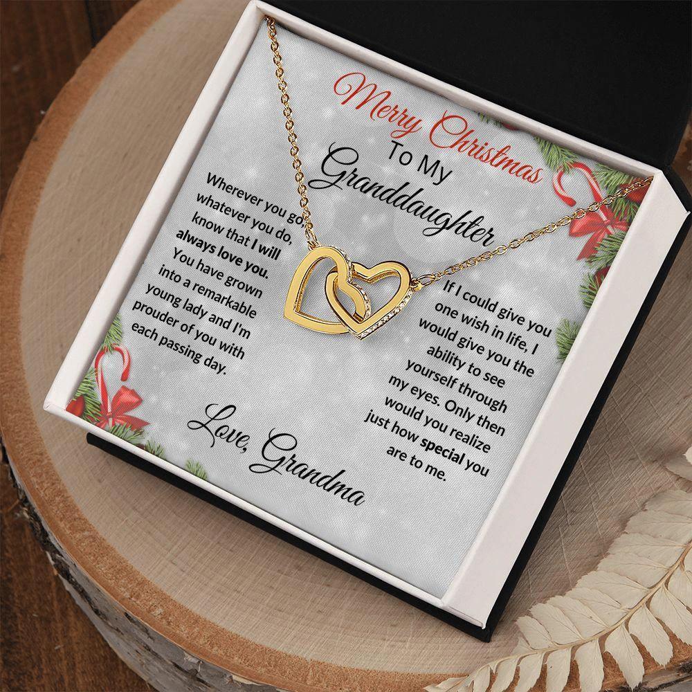 Christmas Gift for Granddaughter Interlocking Hearts Pendant Necklace