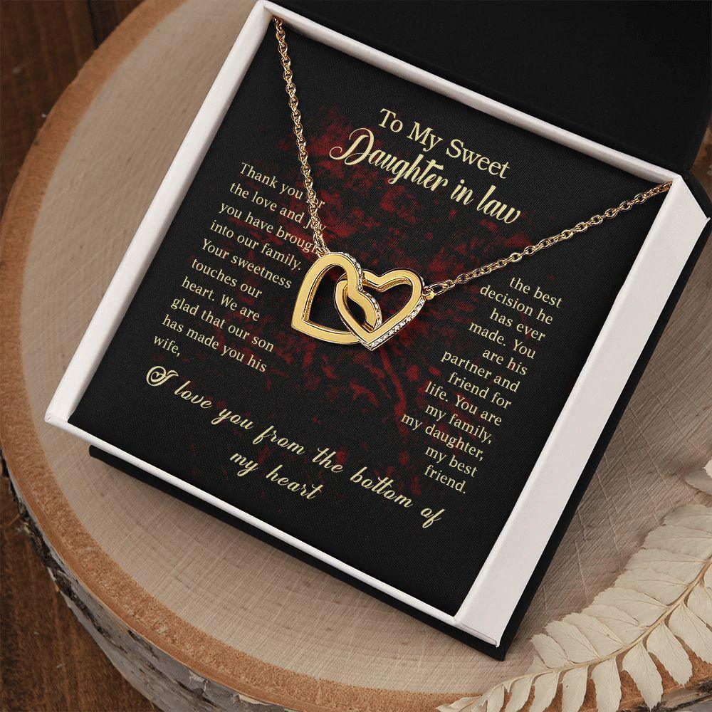 To my Daughter In Law Gift Interlocking Hearts Necklace