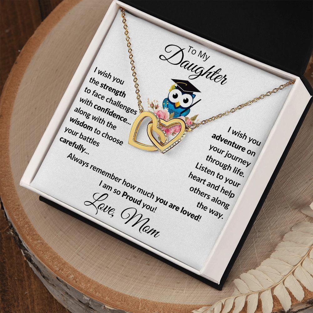 Daughter Graduation Gift Love Proud Mom Interlocking Hearts Necklace