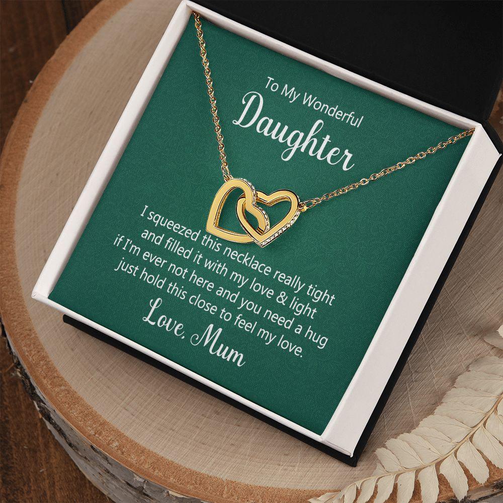 To My Wonderful Daughter Interlocking Hearts Necklace - Mallard Moon Gift Shop