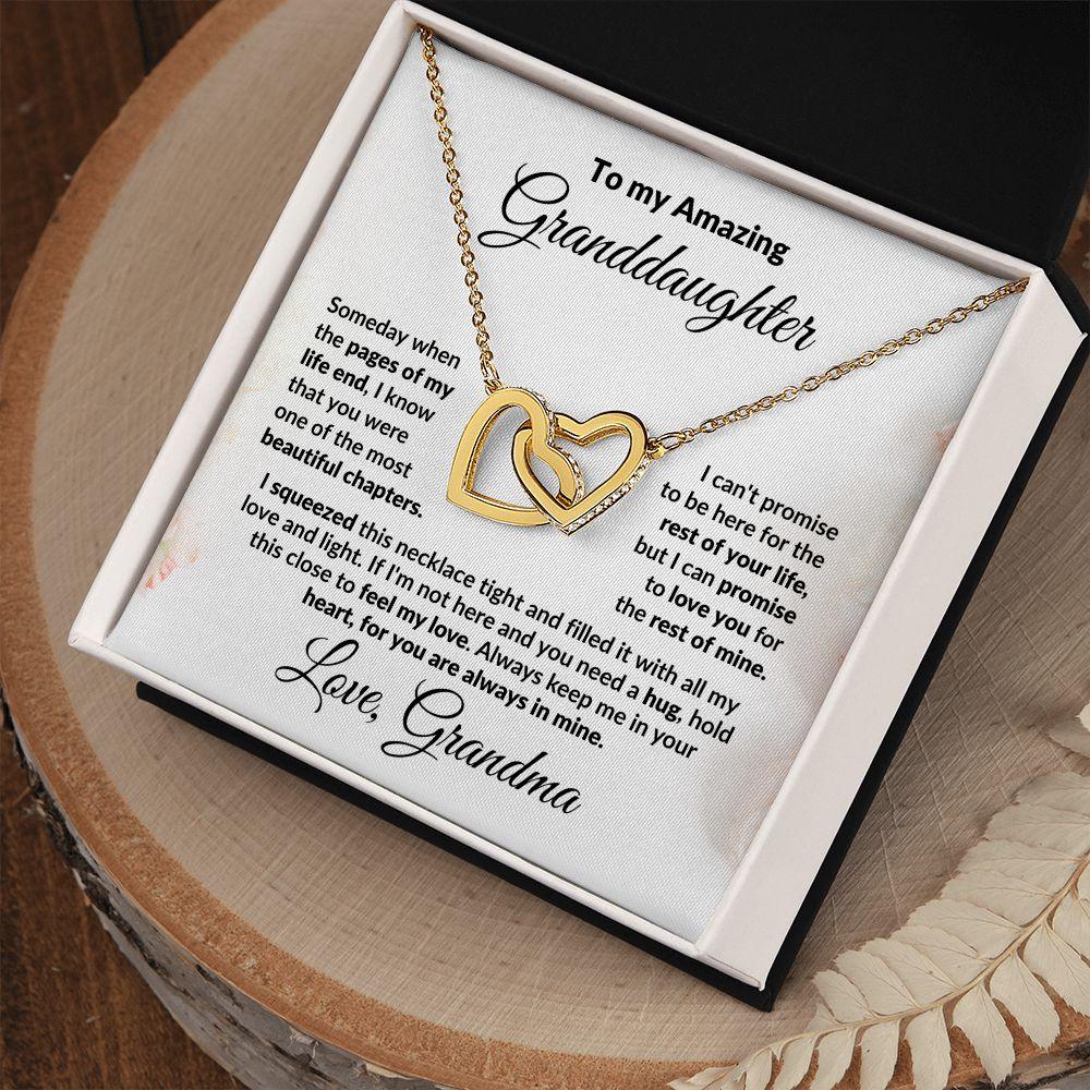 To My Granddaughter Interlocking Hearts Pendant Necklace with Personalized Message Card - Mallard Moon Gift Shop