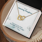 Amazing Daughter Life Doesn’t Get Easier, You Get Stronger Interlocking Hearts Necklace