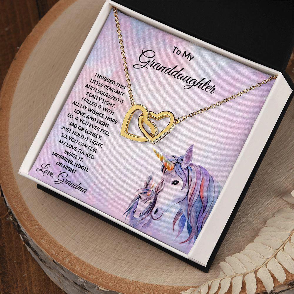 To My Granddaughter Love and Light Hearts Necklace