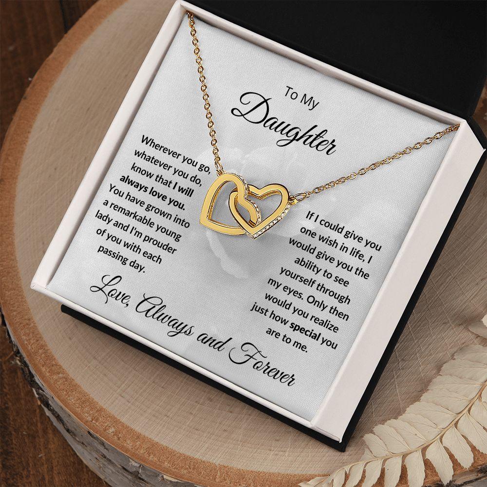 Gift for Daughter - I Will Always Love You - Hearts Pendant Necklace - Mallard Moon Gift Shop
