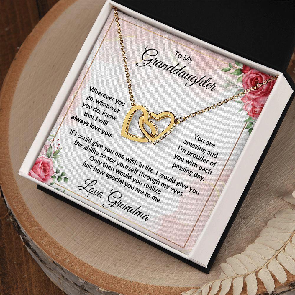 Gift for Amazing Granddaughter Interlocking Hearts Necklace