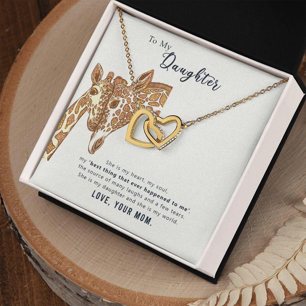 To My Daughter Heart and Soul Interlocking Hearts Necklace