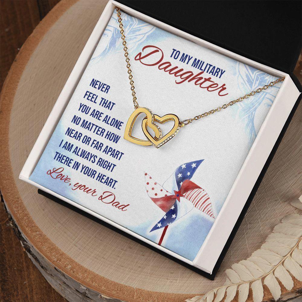 To My Military Daughter Interlocking Hearts Necklace
