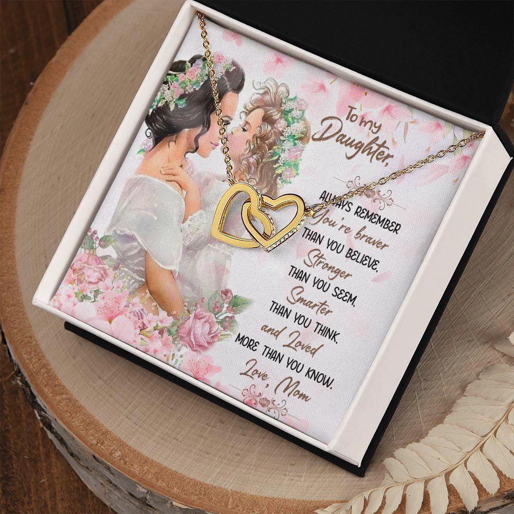 Gift for Daughter - Braver Than You Believe - Interlocking Hearts Necklace