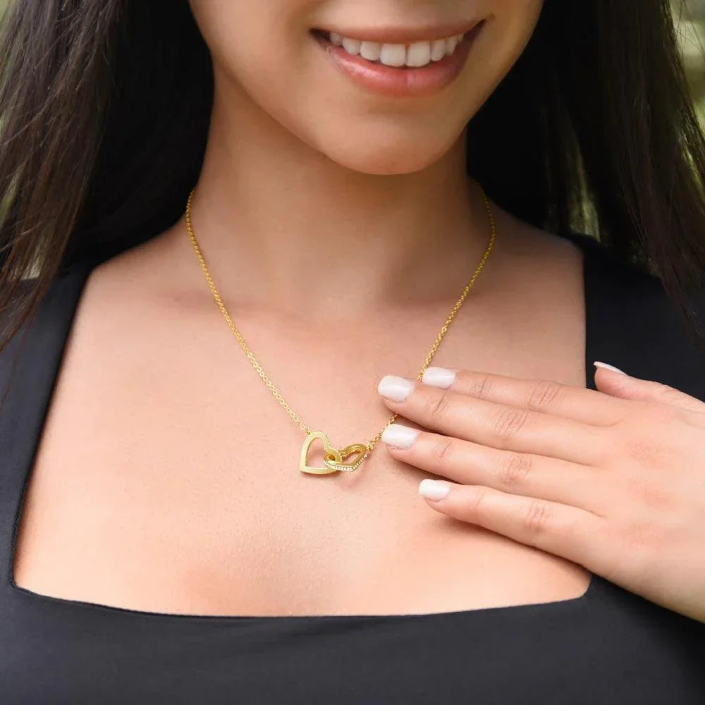 To My Daughter Joy of My Life Love Dad Interlocking Hearts Necklace