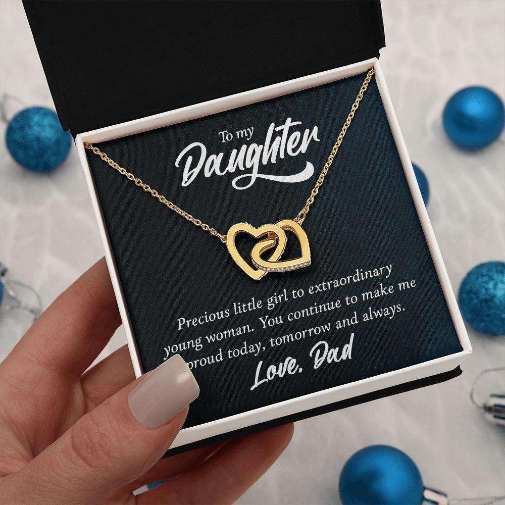 To My Daughter Gift From Dad - You Make Me Proud - Interlocking Hearts Necklace