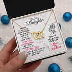To My Daughter Loving and Breathing Interlocking Hearts Necklace