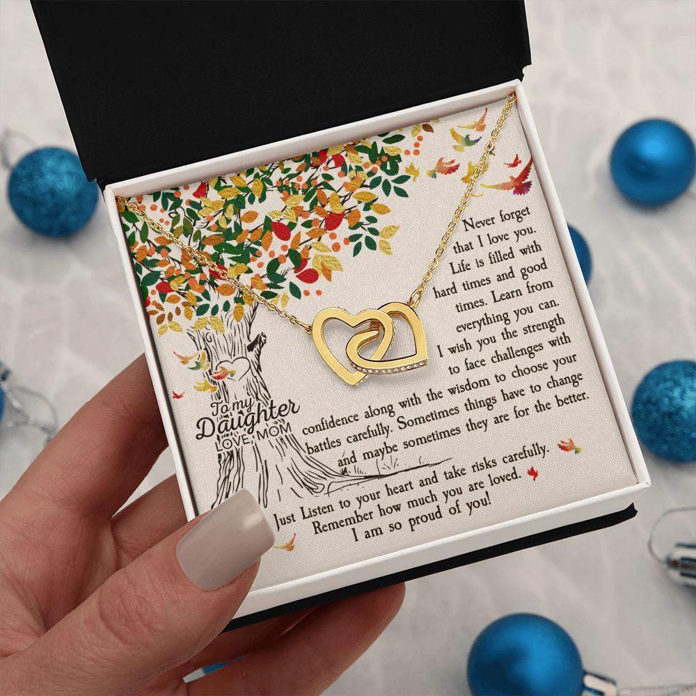 To My Daughter Never Forget That I Love You Interlocking Hearts Necklace