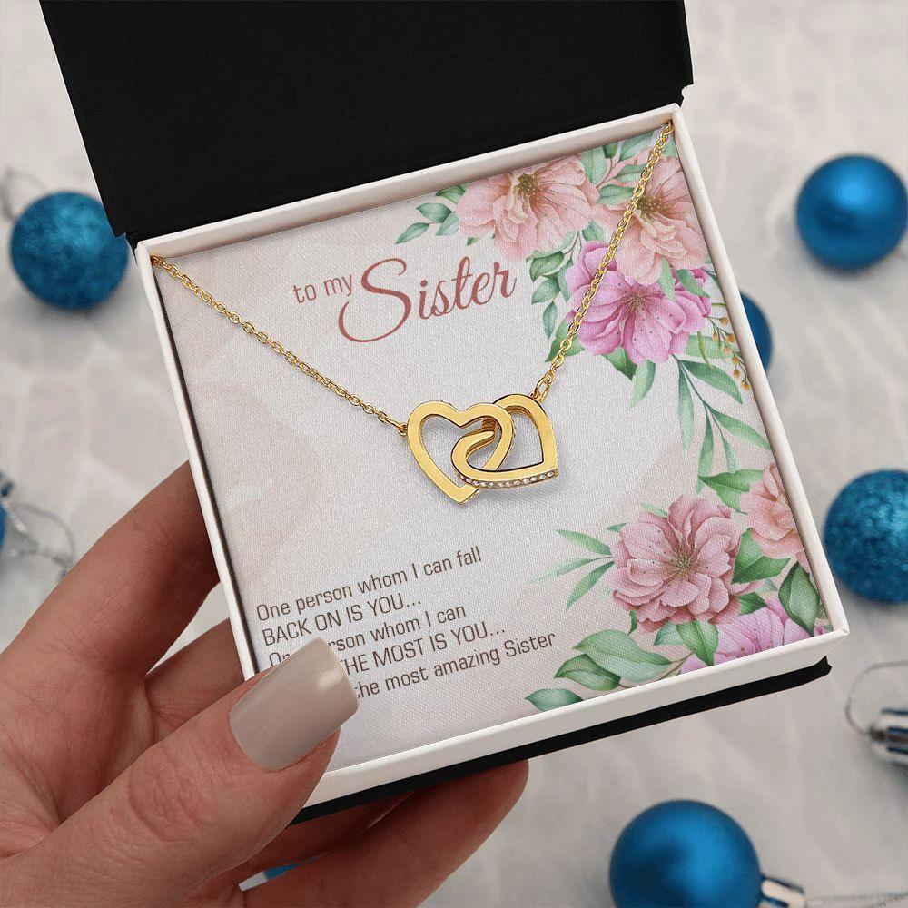 Gift for My Amazing Sister Interlocking Hearts Necklace