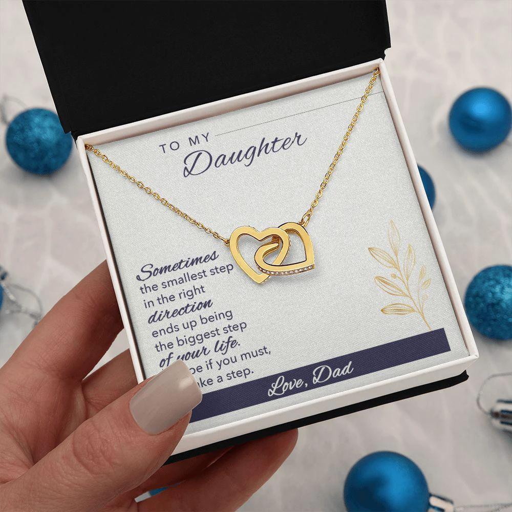 Gift for Daughter Love Dad Interlocking Hearts Necklace
