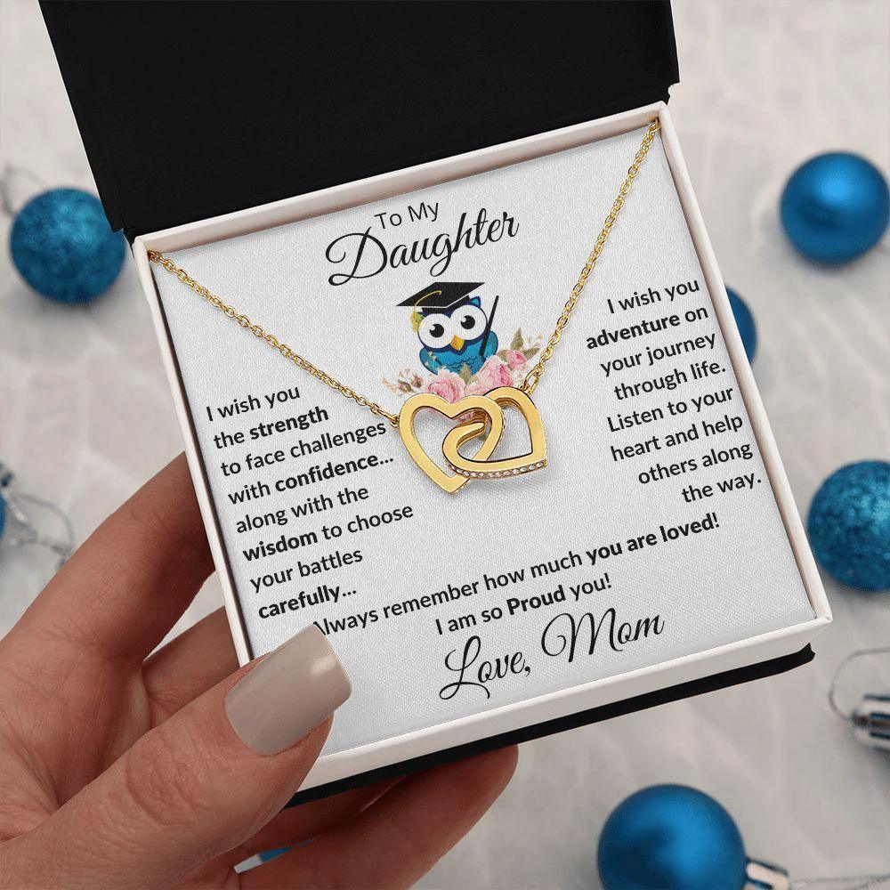 Daughter Graduation Gift Love Proud Mom Interlocking Hearts Necklace